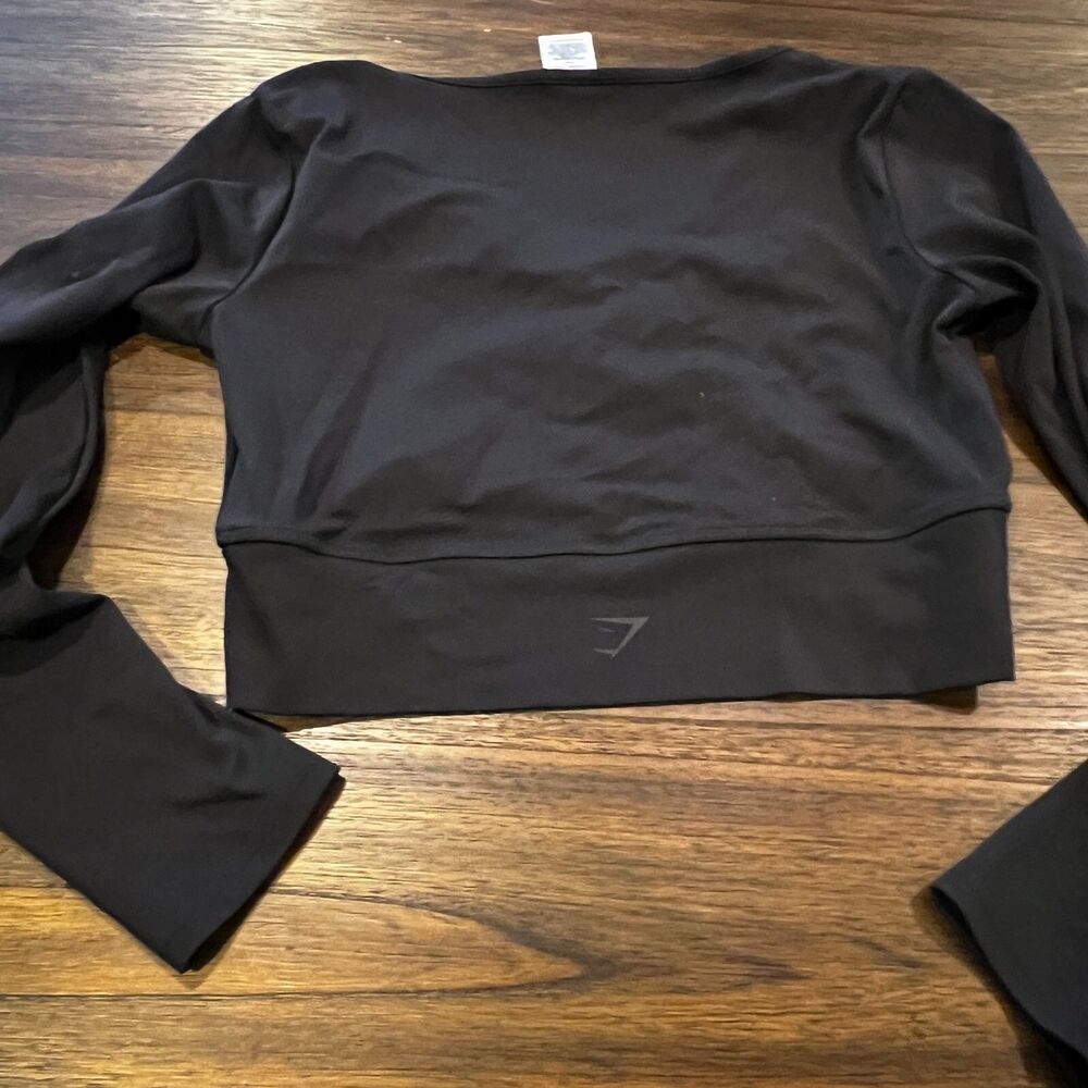 Gymshark Black Crossover Crop Top Activewear Women's Size small long sleeve - Picture 9 of 11